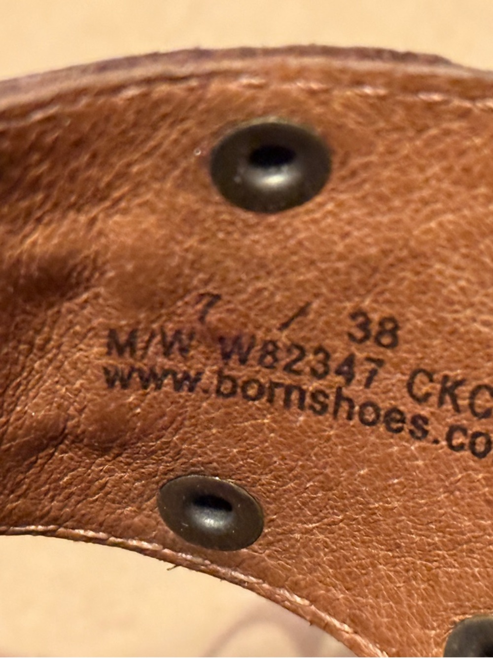 Born Dark Brown Leather Peep-Toe Wedge Sandals with Studded Ankle Strap - Picture 5 of 6
